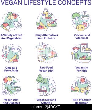 Veganes Lifestyle-Konzept Icons Set Stock Vektor