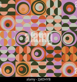 Abstrakte Vektormuster aus der Mitte des Jahrhunderts mit verschiedenen Geometrieformen und Elementen. Geometrische Design-Grafiken für Poster, Cover, Kunst, Presenta Stock Vektor
