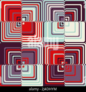 Farbenfrohe abstrakte Vektormuster mit verschiedenen geometrischen Formen und Elementen. Digitales Grafikdesign für Poster, Cover, Kunst, Präsentation Stock Vektor