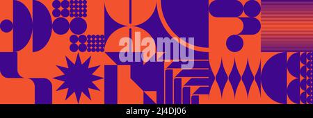 Brutalist Art inspirierte Vektor-Muster-Kunstwerke mit abstrakten geometrischen Formen und auffälligen Formen. Digitales Grafikdesign für Poster, Cover, Kunst, Druck Stock Vektor