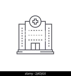 Krankenhausgebäude – Symbol im modernen Stil mit schwarzen Linien Stock Vektor