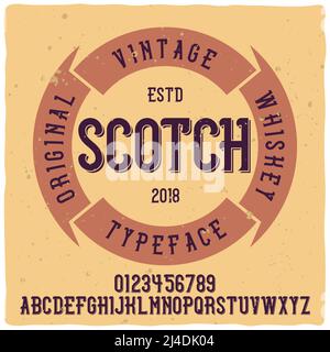 Vintage-Label-Schrift mit dem Namen 'Whiskey'. Gute handgefertigte Schrift für jedes Label-Design. Stock Vektor