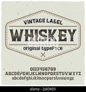 Vintage-Label-Schrift mit dem Namen 'Whiskey'. Gute handgefertigte Schrift für jedes Label-Design. Stock Vektor