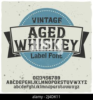 Vintage-Label-Schrift mit dem Namen 'Whiskey'. Gute handgefertigte Schrift für jedes Label-Design. Stock Vektor