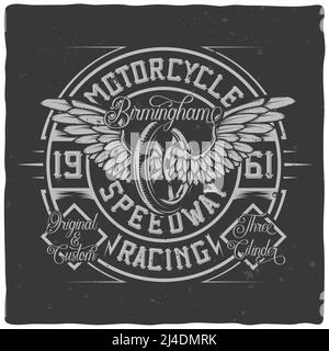 Vintage Label Design mit Schriftzug auf dunklem Hintergrund. T-Shirt-Design. Stock Vektor