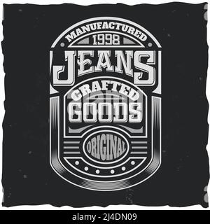 Vintage Label Design mit Schriftzug auf dunklem Hintergrund. T-Shirt-Design. Stock Vektor