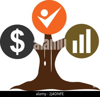 Logo-Symbol für den Erfolgsbaum des Unternehmens Illustration Markenidentität Stock Vektor