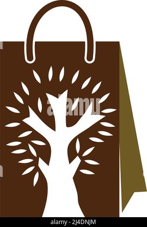 Baum mit Einkaufstasche Logo Symbol Illustration Marke Identität Stock Vektor