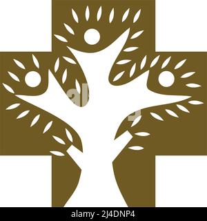 Gesundheit Menschen Baum Logo Symbol Illustration Markenidentität Stock Vektor