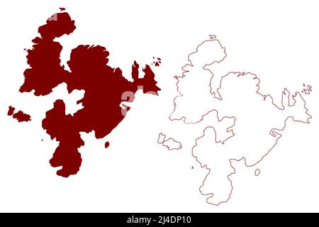 Vementry Insel (Vereinigtes Königreich von Großbritannien und Nordirland, Schottland, Shetland Inseln) Karte Vektorgrafik, scribble Skizze Insel Ve Stock Vektor