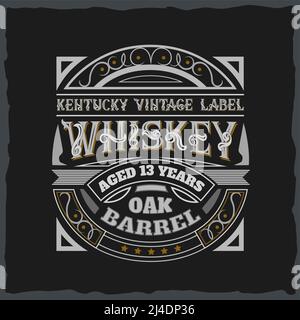 Vintage Label Design mit Schriftzug auf dunklem Hintergrund. T-Shirt-Design. Stock Vektor