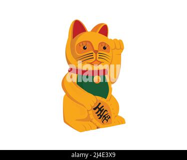 Detaillierte Chinesische Winkende Lucky Cat Illustration Vektor Stock Vektor