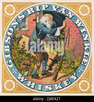 1882 Werbung für Gibsons Rip Van Winkle Whiskey, meinen Hund Schnider Stockfoto