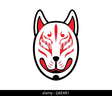 Japanische Kitsune Fox Maske Illustration Vektor Stock Vektor