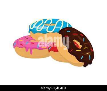 Detaillierte bunte Donuts mit hellen Farbe Illustration Vektor Stock Vektor