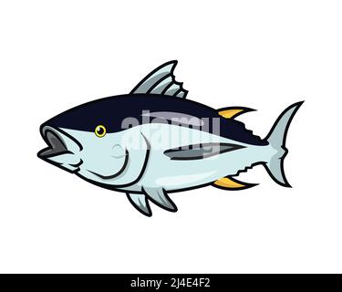 Detaillierte Yellowfin Thunfisch und Meerestierentitel Illustration Vektor Stock Vektor