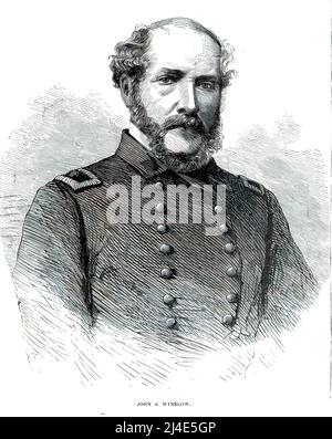 John Ancrum Winslow, rückseitiger Admiral in der Union Navy im amerikanischen Bürgerkrieg. 19.-Jahrhundert-Illustration. Stockfoto