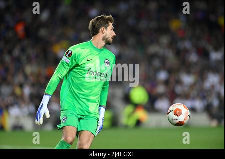 Barcelona, Spanien. 14. April 2022. UEFA Europa League Fußballspiel Viertelfinale zweite Etappe FC Barcelona gegen Eintracht Frankfurt im Camp Nou Stadion. Barcelona. 14. April 2022 Kevin Trapp 900/Cordon Press Credit: CORDON PRESS/Alamy Live News Stockfoto