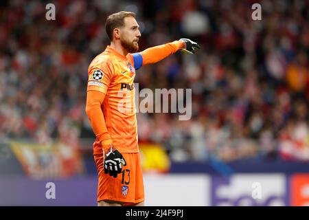 Madrid, Spanien. 13. April 2022. Jan Oblak (Atletico) Fußball/Fußball : UEFA Champions League Viertelfinale 2.-Bein-Spiel zwischen Culb Atletico de Madrid 0-0 Manchester City FC im Estadio Metropolitano in Madrid, Spanien . Quelle: Mutsu Kawamori/AFLO/Alamy Live News Stockfoto