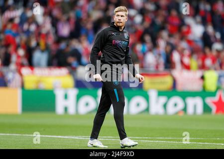 Madrid, Spanien. 13. April 2022. (Manc) Fußball/Fußball : UEFA Champions League Viertelfinale 2.-Bein-Spiel zwischen Culb Atletico de Madrid 0-0 Manchester City FC im Estadio Metropolitano in Madrid, Spanien . Quelle: Mutsu Kawamori/AFLO/Alamy Live News Stockfoto