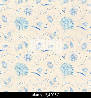 Vintage blaues Blumenmuster Stockfoto