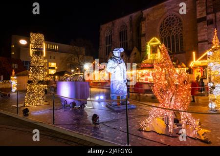 Zugdekoration auf dem Weihnachtsmarkt in Dortmund, Nordrhein-Westfalen, Deutschland, Europa Stockfoto