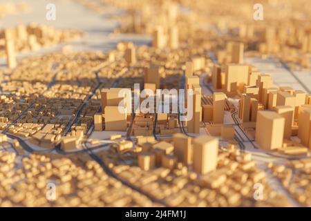 3D Stadt Tokio, Japan. Downtown Miniatur. 3D Rendern. Stockfoto