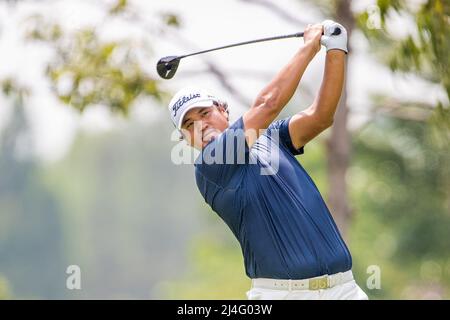 PATTAYA THAILAND - 15. APRIL: Sihwan Kim aus den Vereinigten Staaten schlägt am 14. 15. April 2022 in Pattaya, Thailand, beim dritten Lauf der Trust Golf Asian Mixed Stableford Challenge auf dem Siam Country Club Waterside Course ab. (Foto von Orange Pictures/BSR Agency/Getty Images) Stockfoto