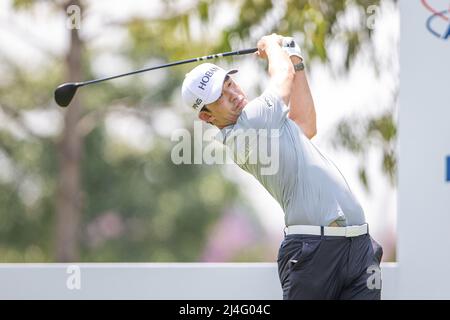 PATTAYA THAILAND - 15. APRIL: Bio Kim aus Südkorea schlägt am 15. April 2022 auf dem Siam Country Club Waterside Course in Pattaya, Thailand, beim dritten Lauf der Trust Golf Asian Mixed Stableford Challenge auf dem 14. Loch ab. (Foto von Orange Pictures/BSR Agency/Getty Images) Stockfoto