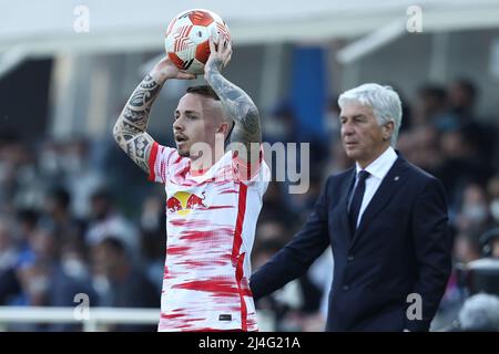 Bergamo, Italien. 14. April 2022. Angelino (RB Leipzig) während Atalanta BC gegen RB Lipsia, Fußball Europa League Spiel in Bergamo, Italien, April 14 2022 Quelle: Independent Photo Agency/Alamy Live News Stockfoto