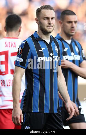 Gewiss Stadium, Bergamo, Italien, 14. April 2022, Teun Koopmeiners (Atalanta BC) schaut während der Atalanta BC gegen RB Lipsia - Fußball Europa League Matte Stockfoto