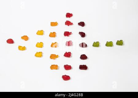 Farbenfrohe, pfeilförmige Bonbons Stockfoto