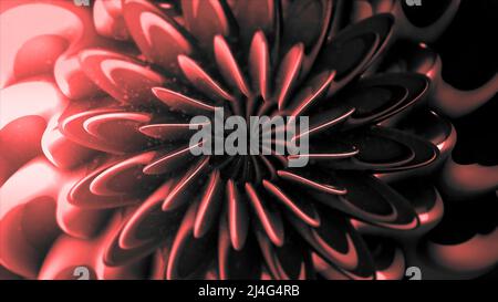 Bunte Blumen in Abstraktion. Bewegung. Kaleidoskop-Effekt in ziemlich hellen Farben. Stockfoto