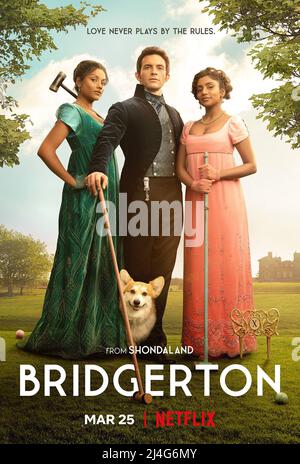 JONATHAN BAILEY, SIMONE ASHLEY und CHARITHRA CHANDRAN in BRIDGERTON (2020), Regie: TOM VERICA, JULIE ANNE ROBINSON und SHEREE FOLKSON. Kredit: Shondaland / Album Stockfoto