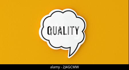 Sprechblase und Qualität Stockfoto