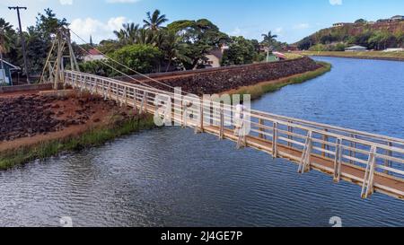 Hanapepe Swinging Bridge, Hanapepe, Kauai, Hawaii Stockfoto