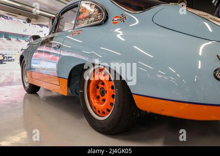 1965 Porsche 356 SC vorbereitet für Masters Historic Racing auf dem Circuit of Catalonia, Barcelona, Spanien Stockfoto