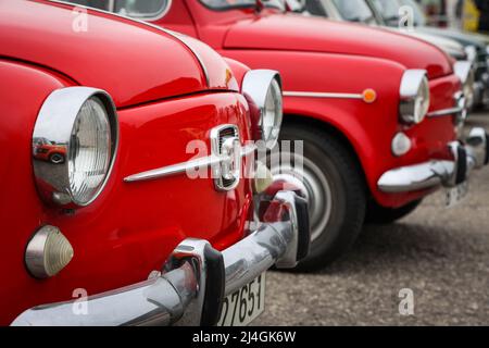 1969 Seat 600 Autos standen in Spanien an Stockfoto