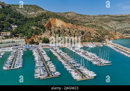 Drohnenfoto der Javea Marina Stockfoto