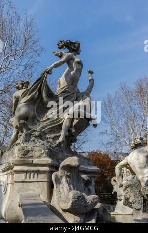 Turin, Italien - 19. März 2022: Der Brunnen der zwölf Monate im Valentino Park. Stockfoto
