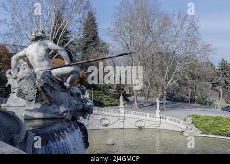 Turin, Italien - 19. März 2022: Der Brunnen der zwölf Monate im Valentino Park. Stockfoto