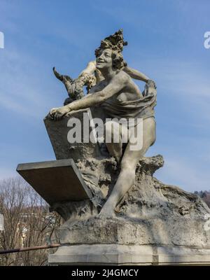 Turin, Italien - 19. März 2022: Der Brunnen der zwölf Monate im Valentino Park. Stockfoto