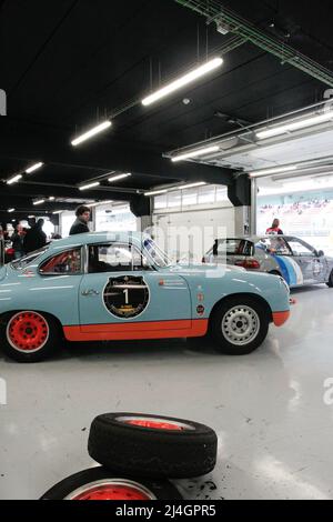 1965 Porsche 356 SC vorbereitet für Masters Historic Racing auf dem Circuit of Catalonia, Barcelona, Spanien Stockfoto