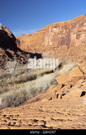 Escalante River Flowing Sandstone Canyon, Glen Canyon National Recreation Area, Kane County, Utah, USA Stockfoto
