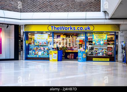 Epsom Surrey London, April 15 2022, The Works Art And Craft High Street Retailer Chain With No People Stockfoto