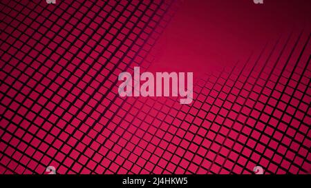 Bewegungshintergrund mit sich bewegenden geometrischen Formen. Design. Rosa Textur mit beweglichen Reihen flacher Quadrate mit leichtem Glare, nahtloser Schleife. Stockfoto