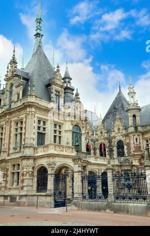 Der Vordereingang des Palais Bénédictine in der Normandie, Frankreich Stockfoto