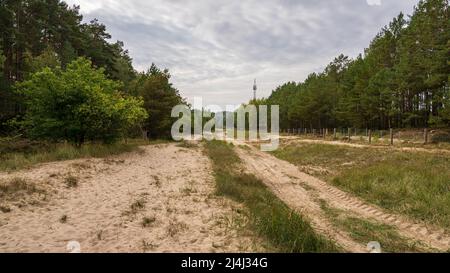 Das Niemandsland an der Grenze zwischen Ahlbeck in Deutschland und Swinoujscie in Polen Stockfoto