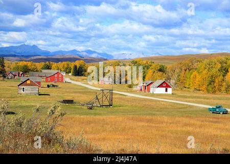 Die Bar U Ranch National Historic Site, in der Nähe von Longview, Alberta, ist eine erhaltene Ranch, die 70 Jahre lang zu den führenden Ranchbetrieben gehörte Stockfoto