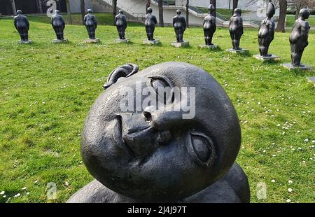 Skulpturen im Rheinaue Park, Bonn Stockfoto